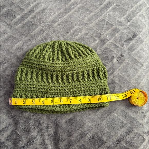 Handmade Crocheted Beanie - Army Green - Picture 5 of 6